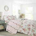 thumbnail image 1 of Cozy Line Home Fashions Floral Shabby Chic Spring Rose 100% Cotton 3-Piece Quilt Set, Queen Set, 1 of 6