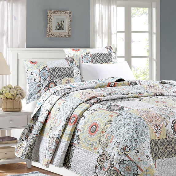 Cozy Line Home Fashions Moorea Patchwork Quilt Bedding Set King 3 Piece