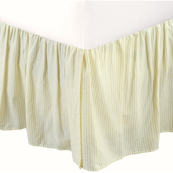 Cozy Line Home Fashions Patterned Yellow Stripe Bed Skirt, Dust Ruffle with Split Corners, 16" Drop (King & Queen)