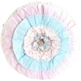 thumbnail image 1 of Cozy Line Home Fashions Pink Blue Ruffle Lace Stripe Floral Flower Print Cotton Round Decorative Throw Pillow (Pink/Blue, Decor Pillow -1pc), 1 of 3