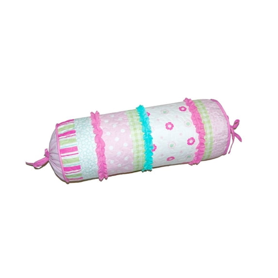 Cozy Line Home Fashions Pink Greta Floral Stripe Bolster Décor Throw Pillow