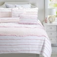 thumbnail image 1 of Cozy Line Home Fashions Pink Princess Ruffle 100% Cotton Reversible Bedding Quilt Set (Pink Princess, Queen - 5 Piece), 1 of 8