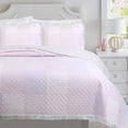 thumbnail image 1 of Cozy Line Home Fashions Precious Pink Floral Dot Ruffle Plaid Patchwork Cotton Queen Reversible Quilt Bedding Set, 1 of 6