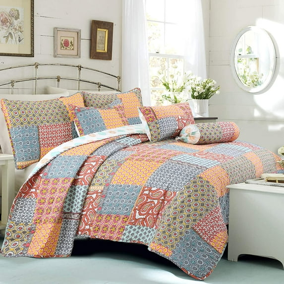 Cozy Line Home Fashions Reversible Quilt Bedding Set, Bedspread, Coverlet, 1 Quilt and 2 Pillow Shams (Antique Chic, Queen - 3 Piece)(Antique Chic)
