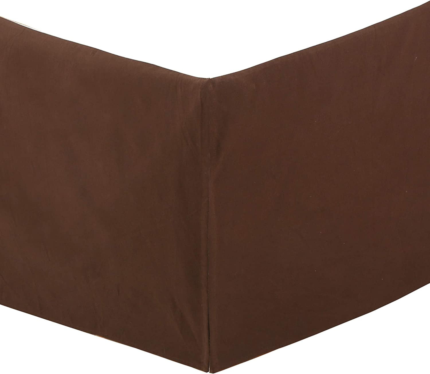 Cozy Line Home Fashions Solid Dark Brown Bed Skirt, Dust Ruffle with Split Corners, 16" Drop (King, Queen, Twin)