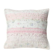 Cozy Line Home Fashions Square Pink Stripe 15" x 15" Floral Cotton Décor Throw Pillow