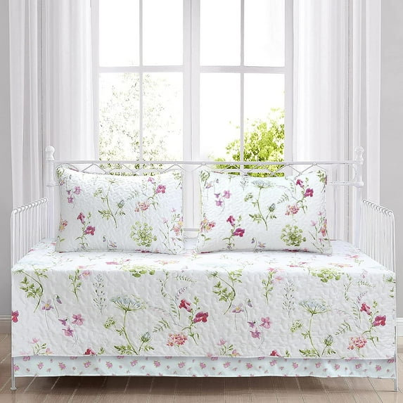 Cozy Line Home Fashions Summer Bloom Azalea Floral 4-Piece Quilted Bedding Set, Twin