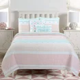 thumbnail image 1 of Cozy Line Light Pink Blue Ruffles Girl 100% Cotton 3 Piece Reversible Quilt Bedding Set, Candy, Queen, 1 of 5