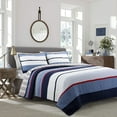 thumbnail image 1 of Cozy Line Navy Blue Red Striped Boy 100% Cotton 2 Piece Reversible Quilt Set, Twin, 1 of 7