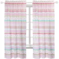 thumbnail image 1 of Cozy Line Pink Greta Cotton Polka Dot Floral Stripe Window Treatment Curtain Panel Drape Set of 2, 84" inch Long, 1 of 3