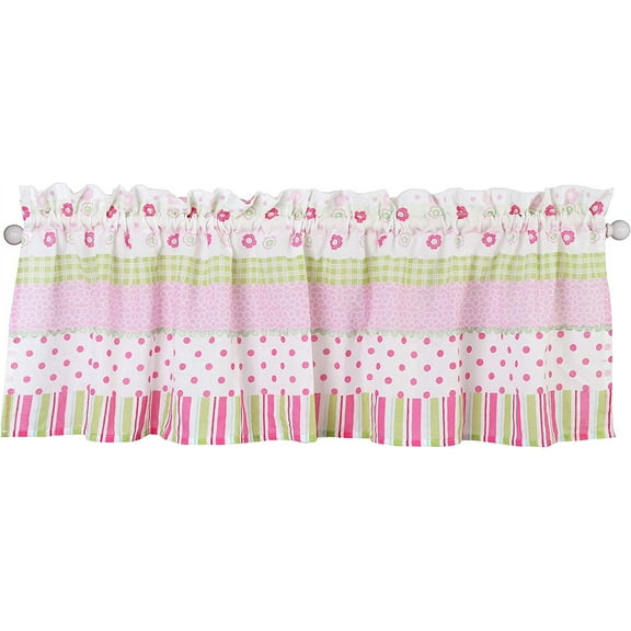 Cozy Line Pink Greta Cotton Polka Dot Stripe Floral Window Valance