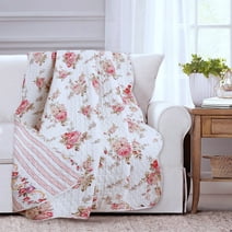 Cozy Line Shabby Chic Spring Rose 100% Cotton Quilted Throw Blanket