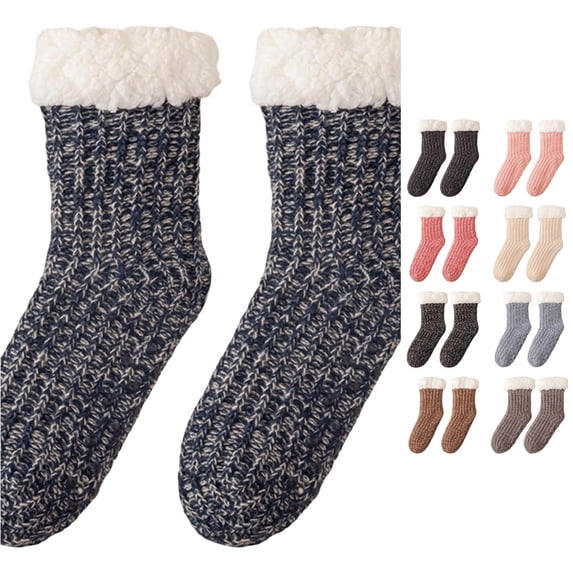 Cozy Lined Thermal Knee High Stockings For Women Warm Winter Hosiery Sleep Spa Slipper Socks