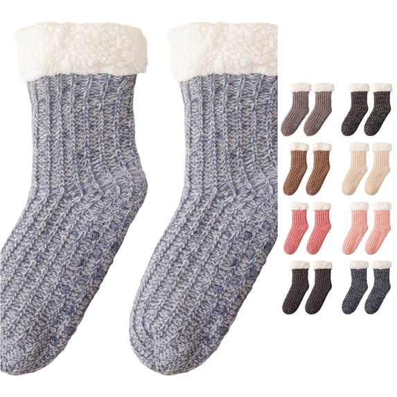 Cozy Lined Thermal Knee High Stockings For Women Warm Winter Hosiery Sleep Spa Slipper Socks