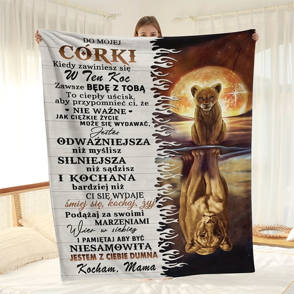 Cozy Lion Polish Suitable for All Soft Flannel Blanket Contemporary Lion Themed Bedspread Warm Bed Cover for Ideal for Travel & Gifts