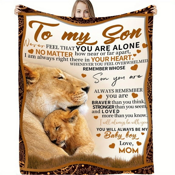 Cozy Lion Printed Flannel Blanket, Soft and Comfortable Envelope Blanket for Home, Picnic, Travel - Gift Idea