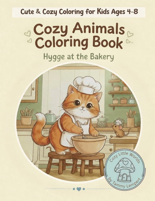 Cozy Little Worlds Bold & Easy Coloring Cozy Animals Coloring Book: Hygge at the Bakery, Book 1, (Paperback)