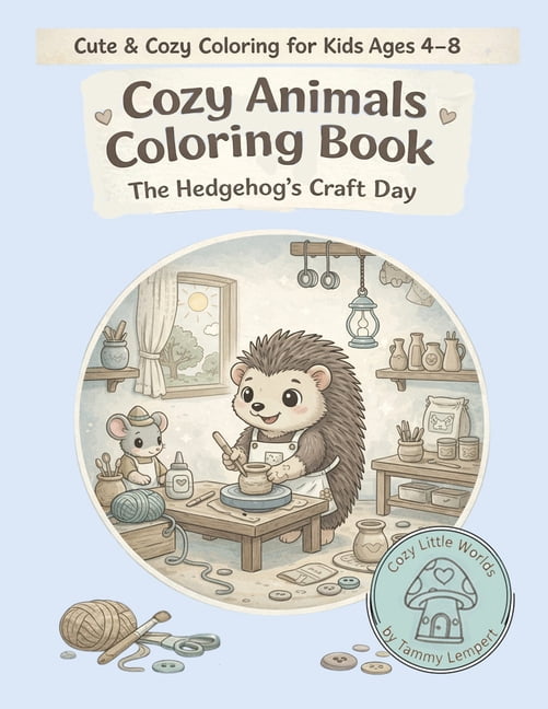 Cozy Little Worlds Bold & Easy Coloring Cozy Animals Coloring Book: The Hedgehog's Craft Day, Book 3, (Paperback)