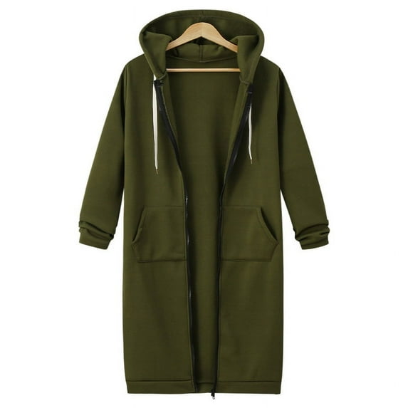 Cozy Long Sleeve Hooded Sweatshirt For Women, Mid-Length Fall And Winter Outerwear, Perfect For Casual And Chic Style