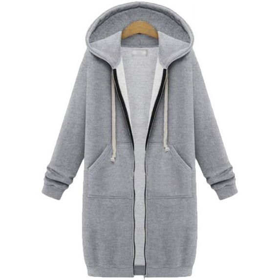 Cozy Long Sleeve Hooded Sweatshirt For Women, Mid-Length Fall And Winter Outerwear, Perfect For Casual And Chic Style