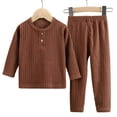 thumbnail image 1 of Cozy Loungewear for Kids New Children's Long Sleeved Shirts and Long Pants Casual Fall Winter Home Underwear Set Style B-11 Brown 4-5 Years, 1 of 3