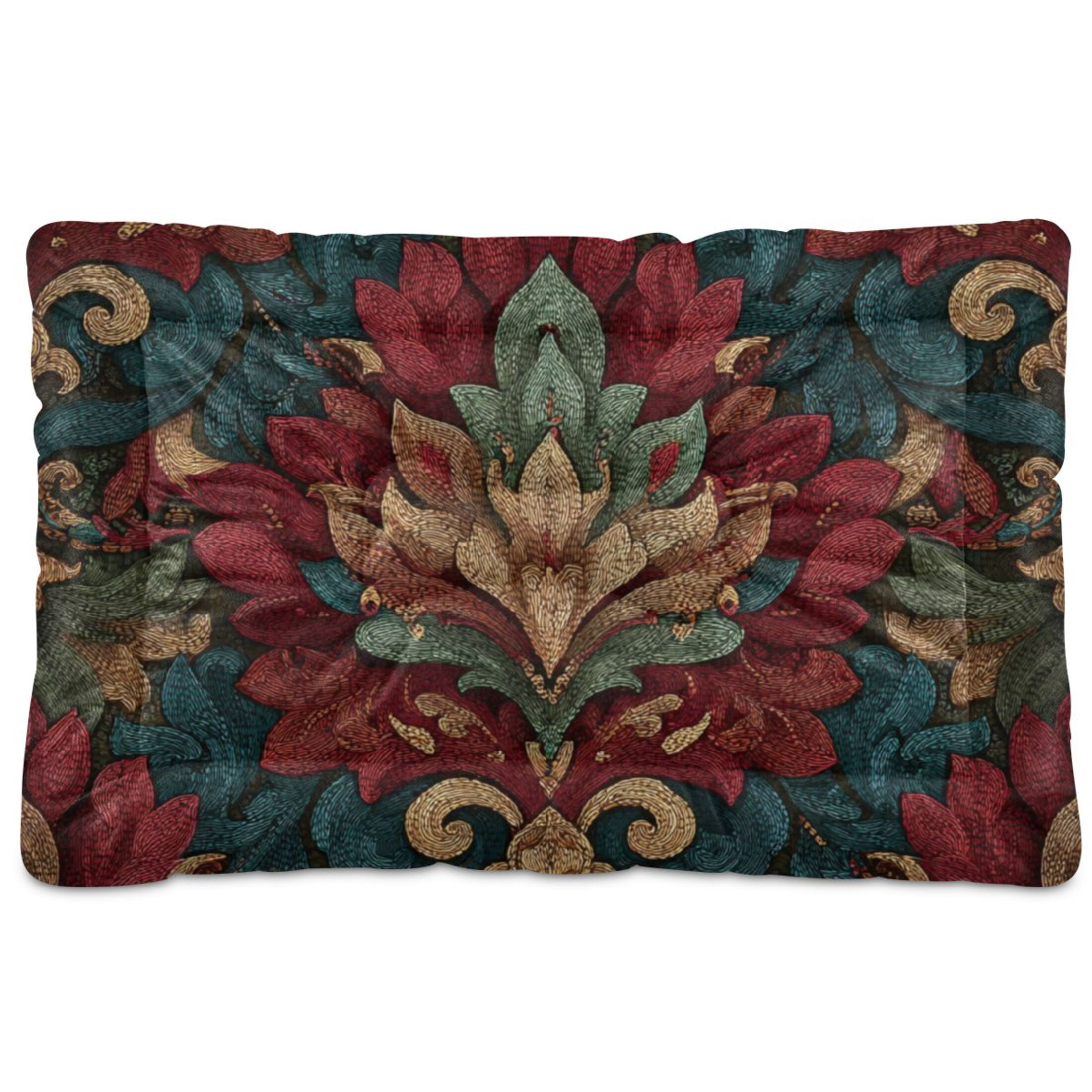 Cozy Mat Pet Bed Indoor Outdoor Warm Soft For Cat Dog Puppy(S/M) Baroque Ornate Pattern