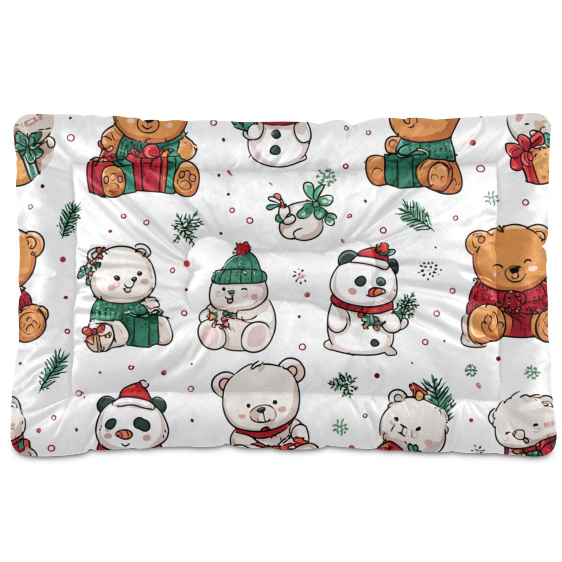 Cozy Mat Pet Bed Indoor Outdoor Warm Soft For Cat Dog Puppy(S/M) Bear Snowmen Polka Dots