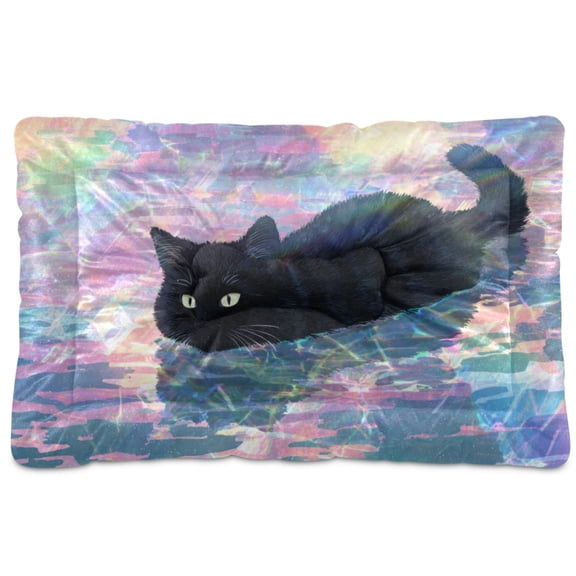 Cozy Mat Pet Bed Indoor Outdoor Warm Soft For Cat Dog Puppy(S/M) Black Cat Swimming