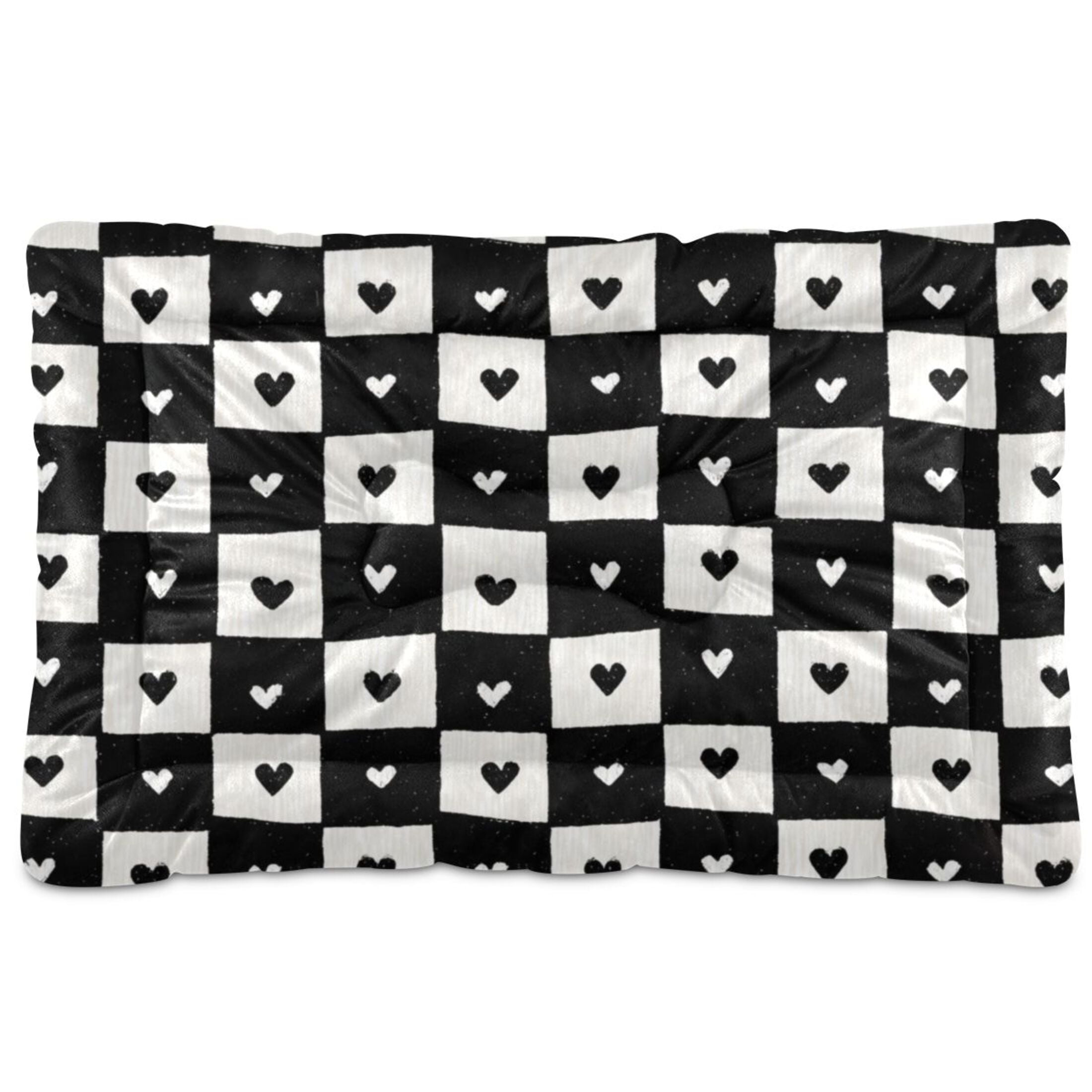 Cozy Mat Pet Bed Indoor Outdoor Warm Soft For Cat Dog Puppy(S/M) Checkered Small Hearts