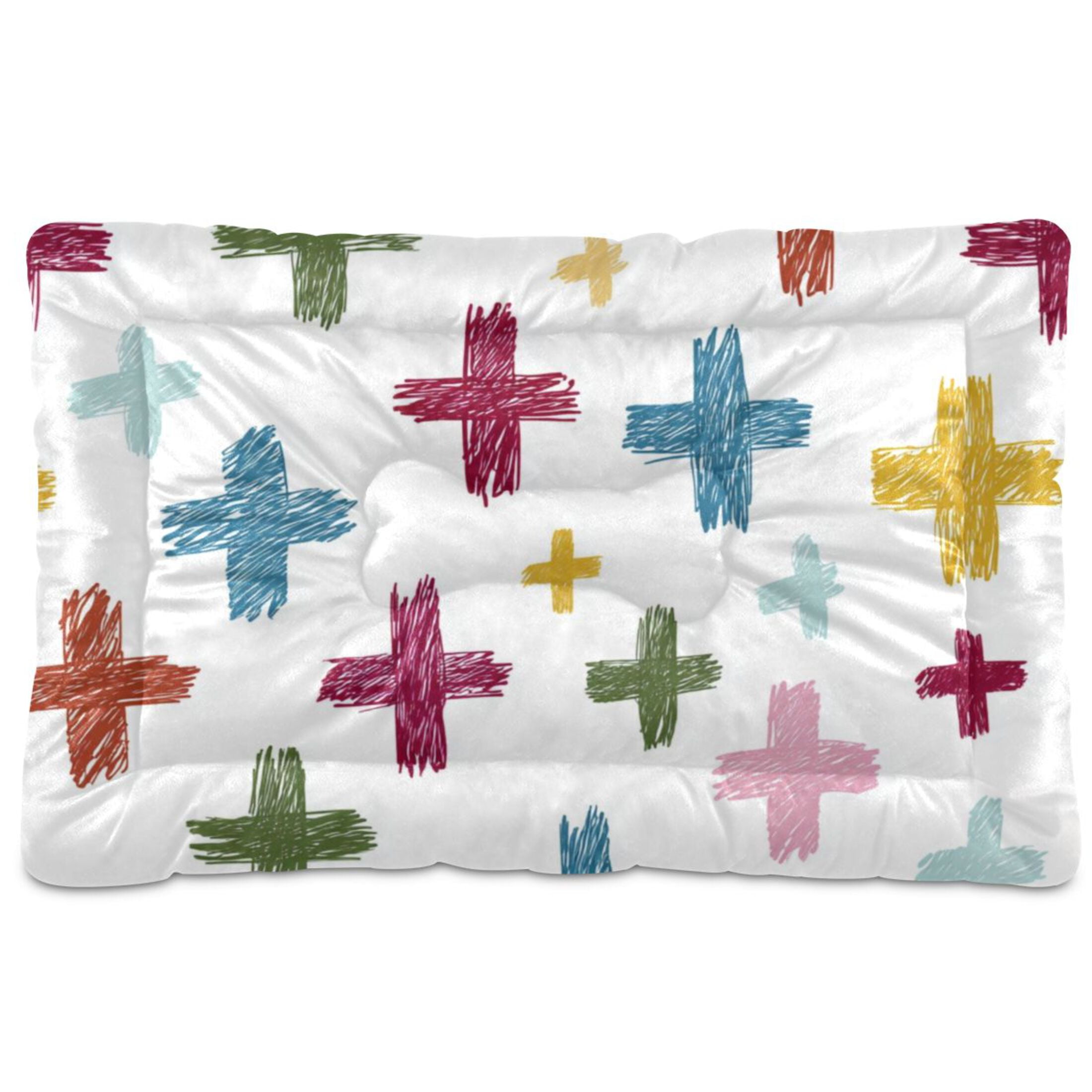 Cozy Mat Pet Bed Indoor Outdoor Warm Soft For Cat Dog Puppy(S/M) Colorful Hand-drawn Crosses