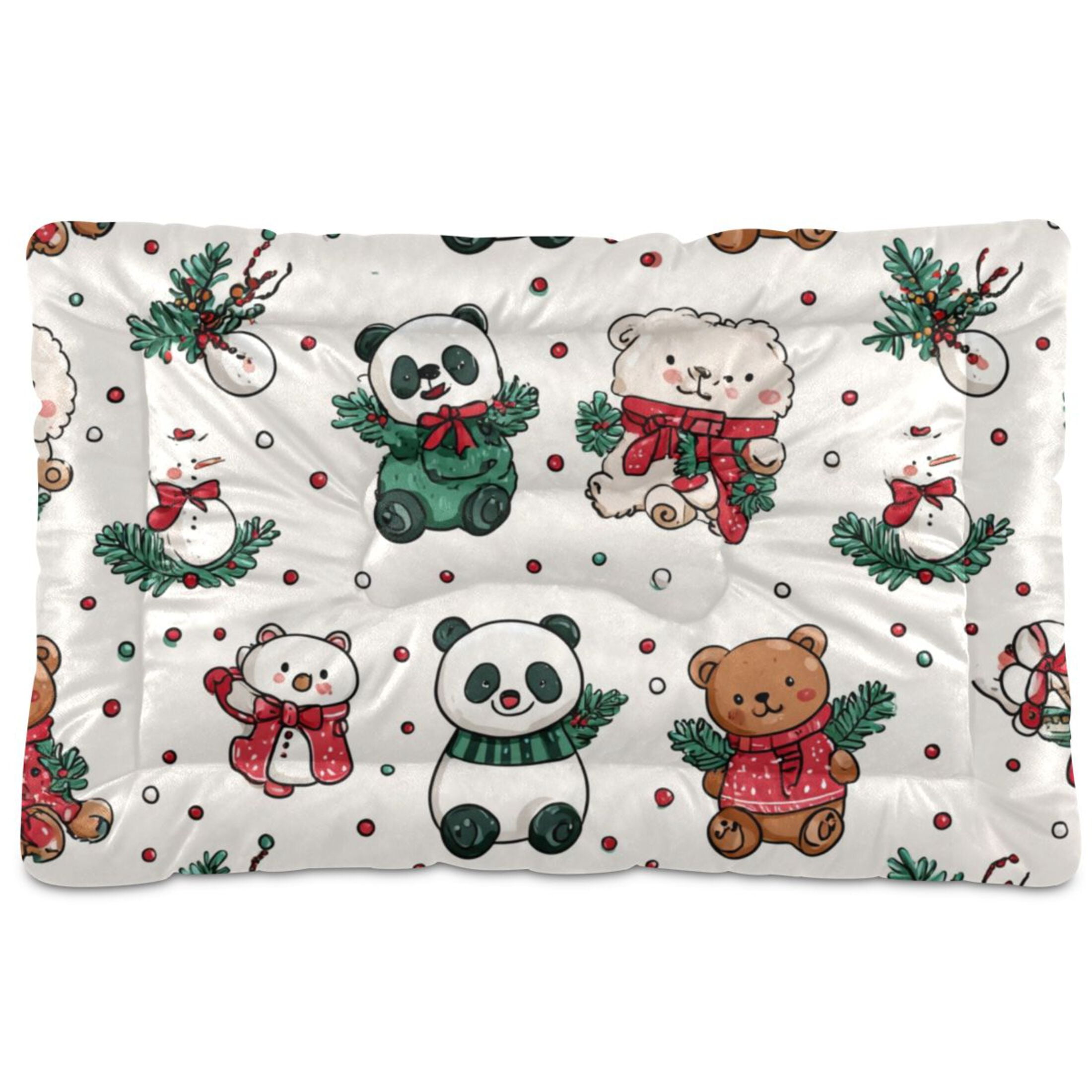 Cozy Mat Pet Bed Indoor Outdoor Warm Soft For Cat Dog Puppy(S/M) Cute Christmas Bear