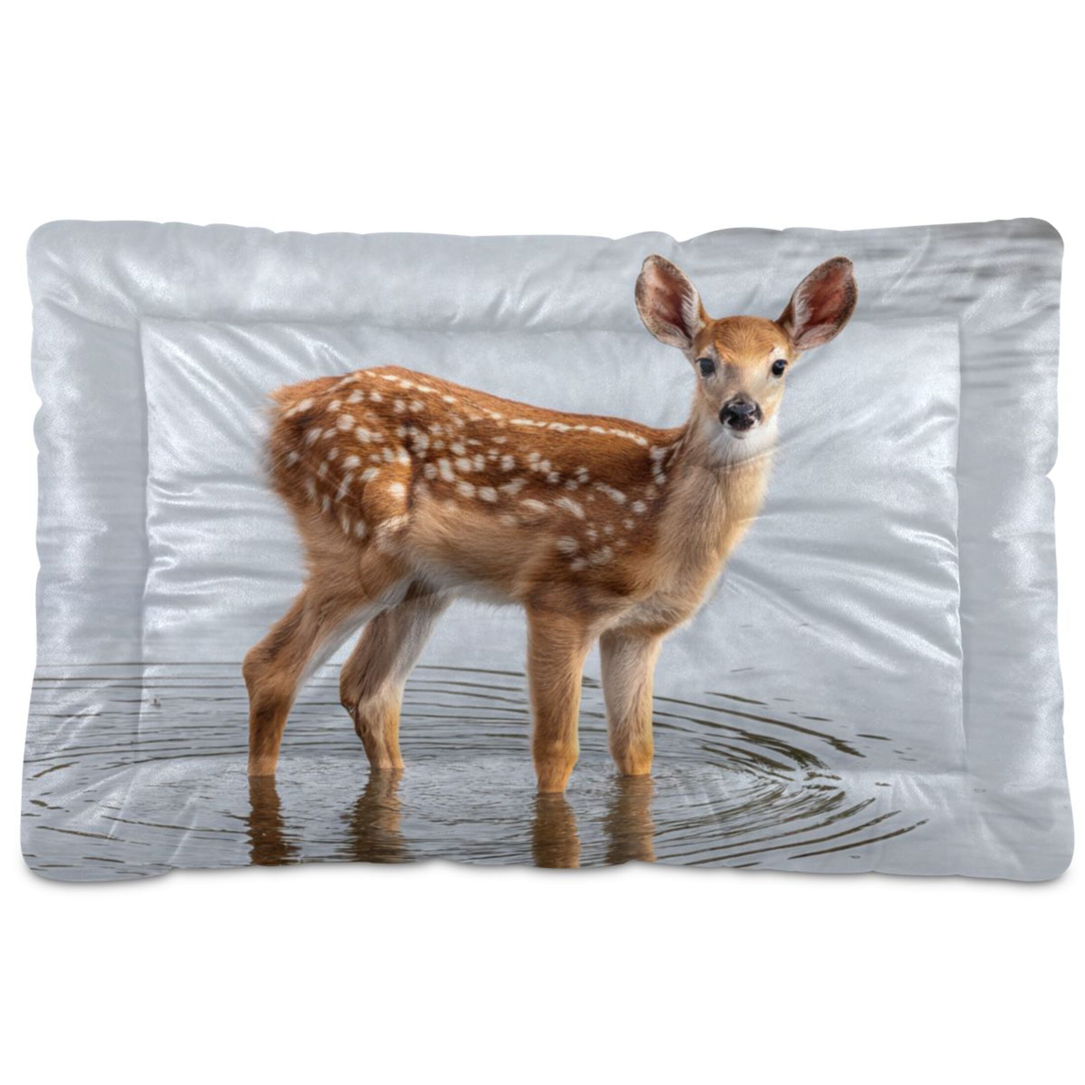 Cozy Mat Pet Bed Indoor Outdoor Warm Soft For Cat Dog Puppy(S/M) Deer Stands in The Lake