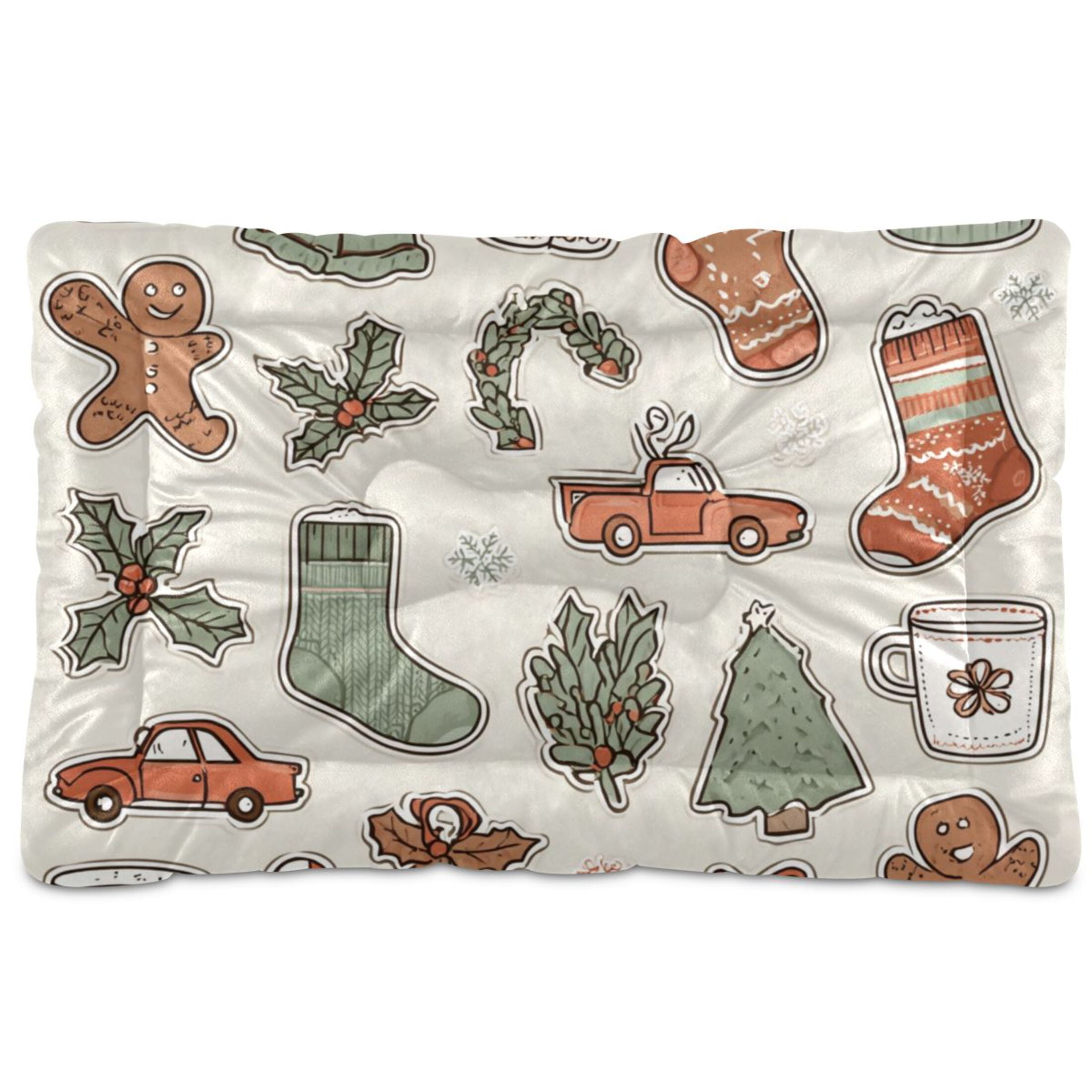 Cozy Mat Pet Bed Indoor Outdoor Warm Soft For Cat Dog Puppy(S/M) Gingerbread Cookies