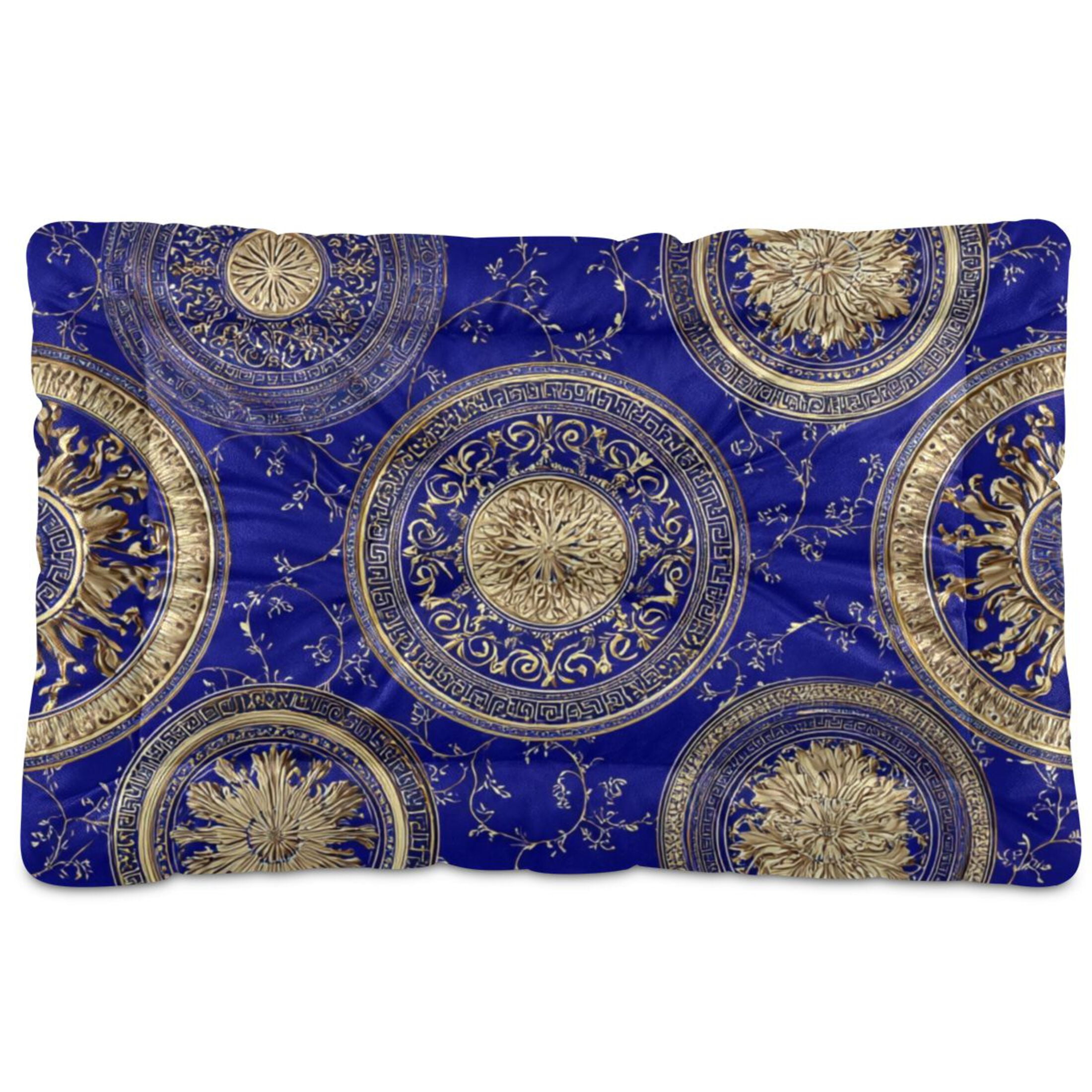 Cozy Mat Pet Bed Indoor Outdoor Warm Soft For Cat Dog Puppy(S/M) Gold Baroque Circular