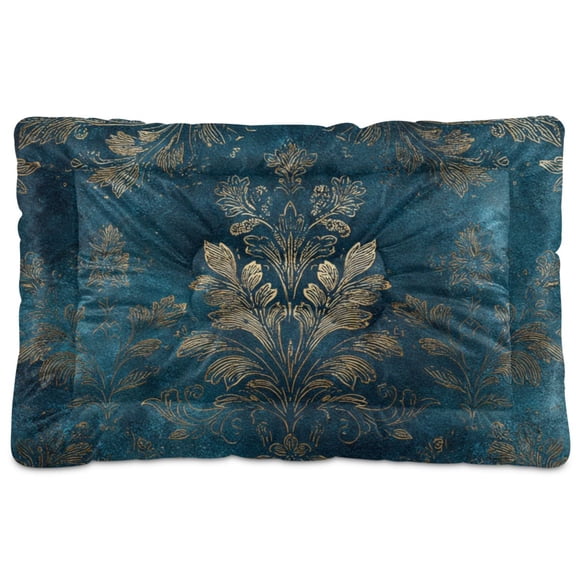 Cozy Mat Pet Bed Indoor Outdoor Warm Soft For Cat Dog Puppy(S/M) Gold Damask Pattern