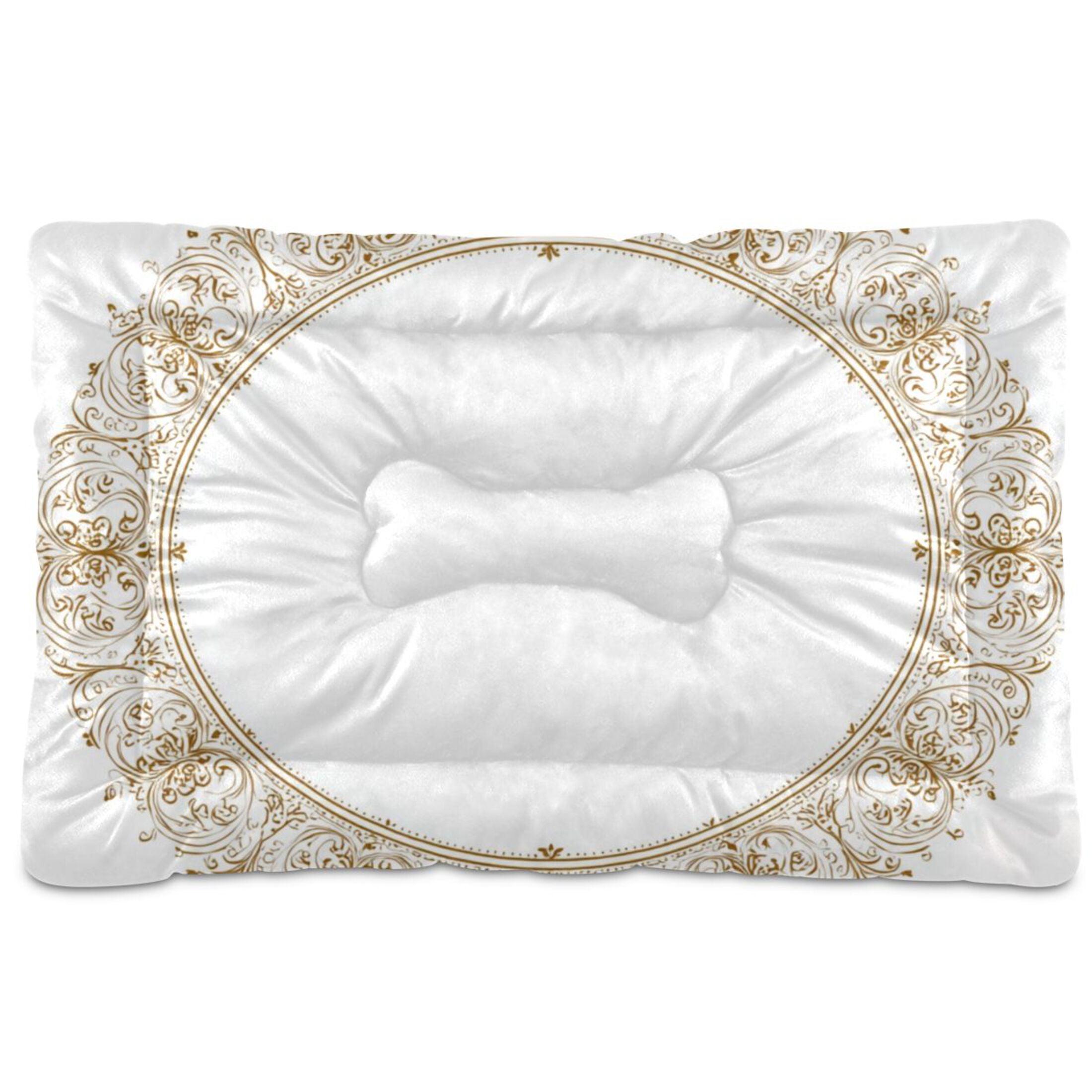 Cozy Mat Pet Bed Indoor Outdoor Warm Soft For Cat Dog Puppy(S/M) Gold Intricate Design