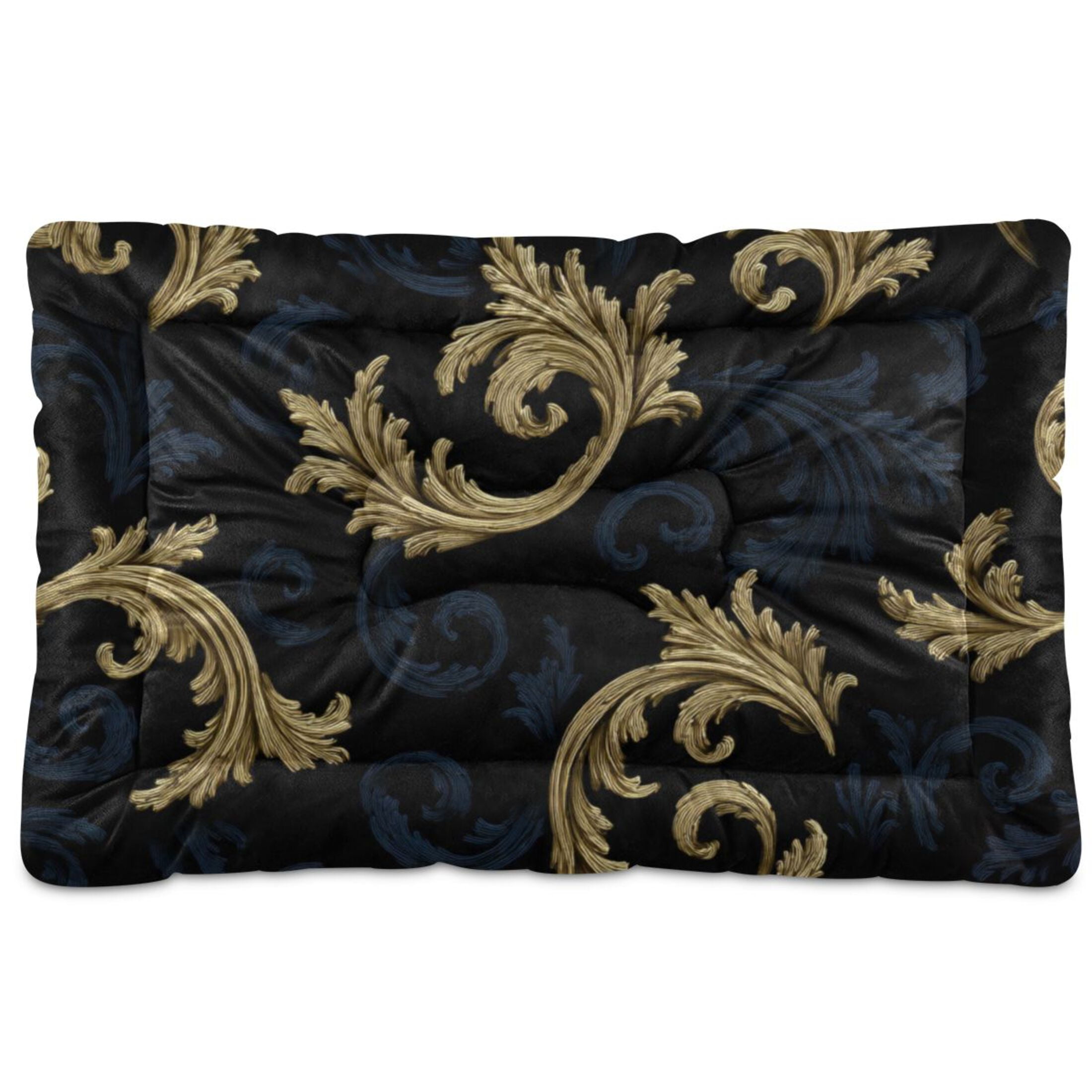 Cozy Mat Pet Bed Indoor Outdoor Warm Soft For Cat Dog Puppy(S/M) Gold and Navy Blue