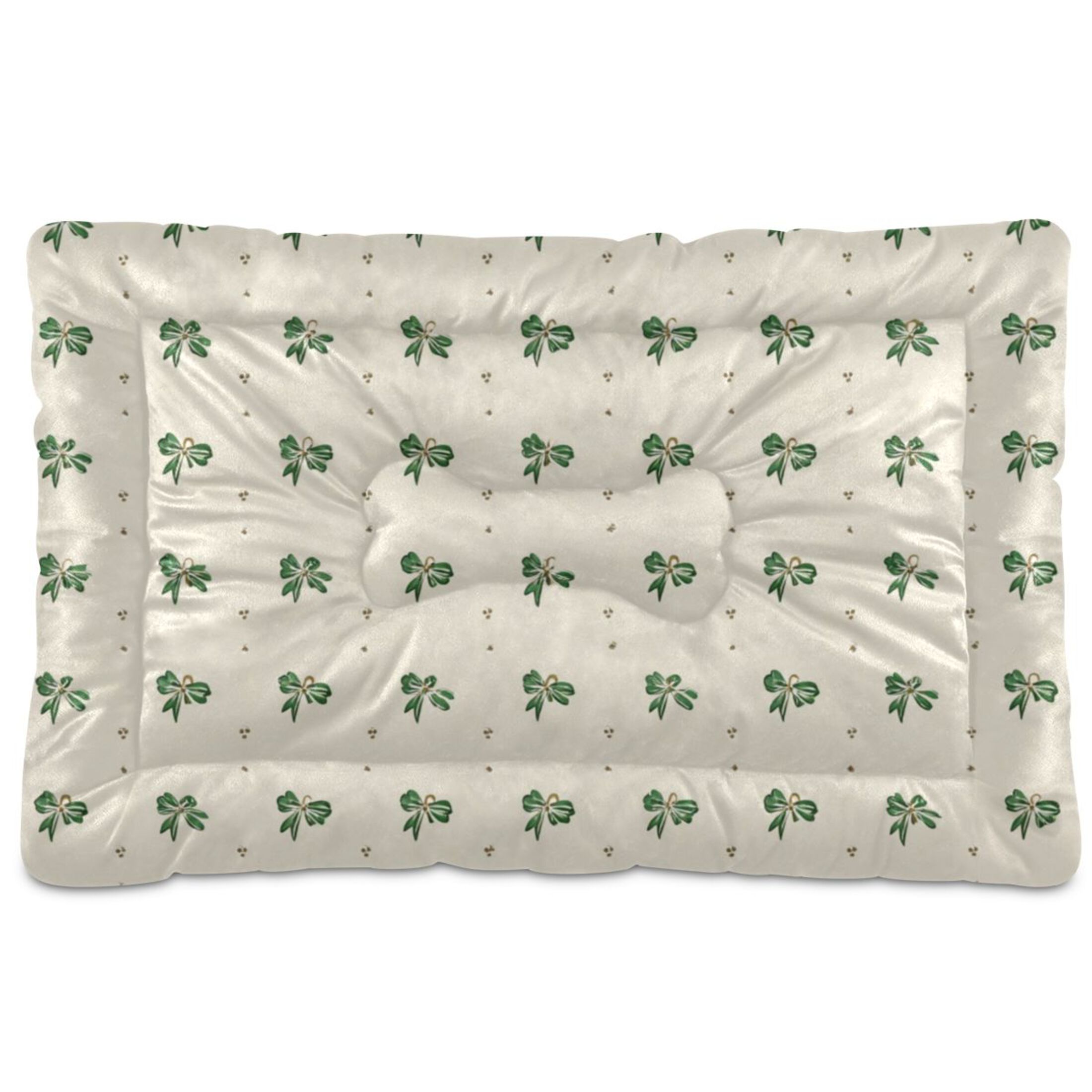 Cozy Mat Pet Bed Indoor Outdoor Warm Soft For Cat Dog Puppy(S/M) Green Bows