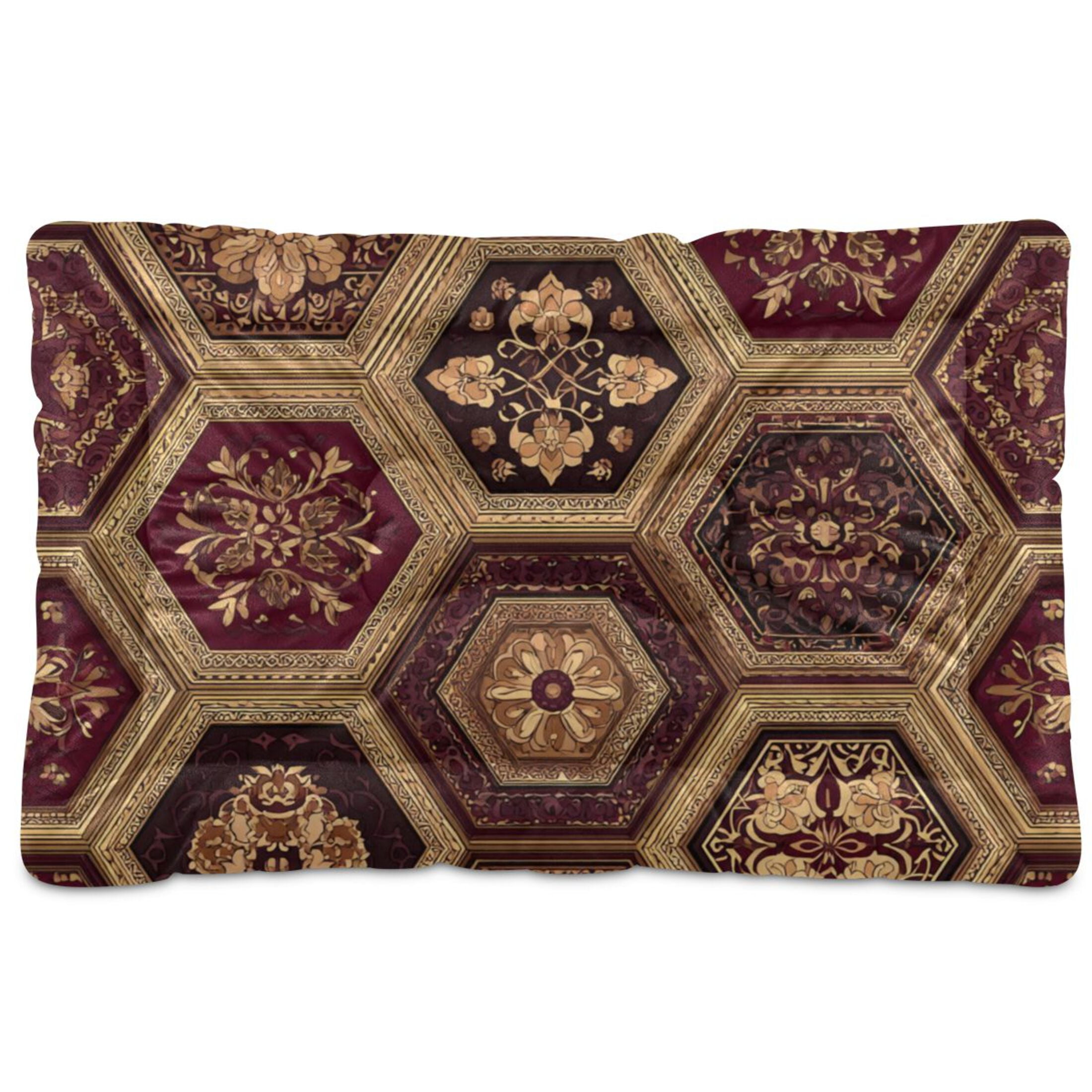 Cozy Mat Pet Bed Indoor Outdoor Warm Soft For Cat Dog Puppy(S/M) Hexagonal Shapes with Intricate Designs