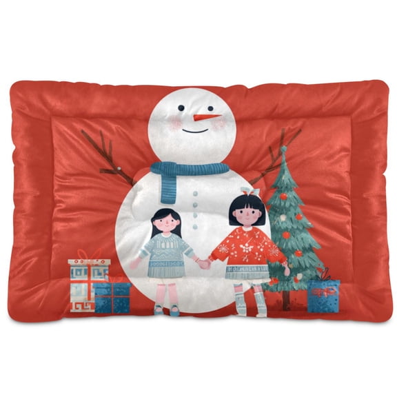 Cozy Mat Pet Bed Indoor Outdoor Warm Soft For Cat Dog Puppy(S/M) Holding Hands Surround Snowman