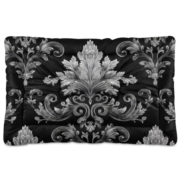 Cozy Mat Pet Bed Indoor Outdoor Warm Soft For Cat Dog Puppy(S/M) Intricate Silver Designs