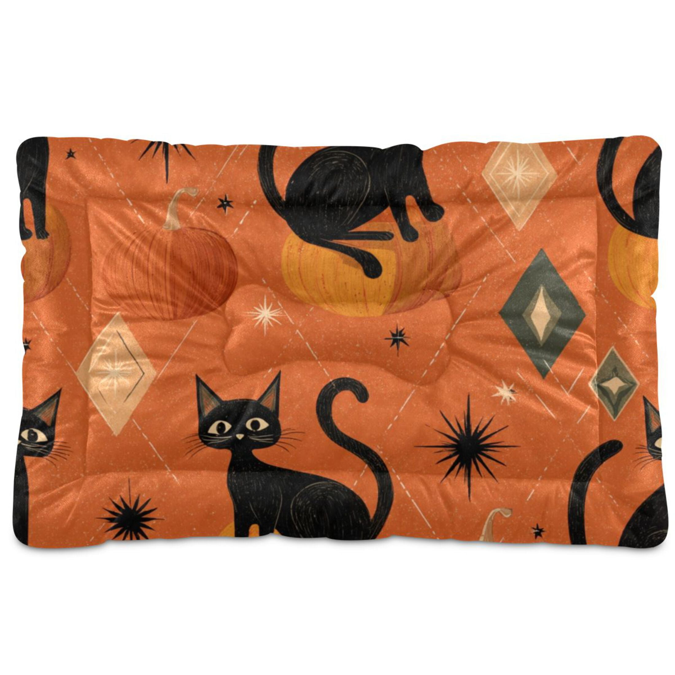 Cozy Mat Pet Bed Indoor Outdoor Warm Soft For Cat Dog Puppy(S/M) Orange Background