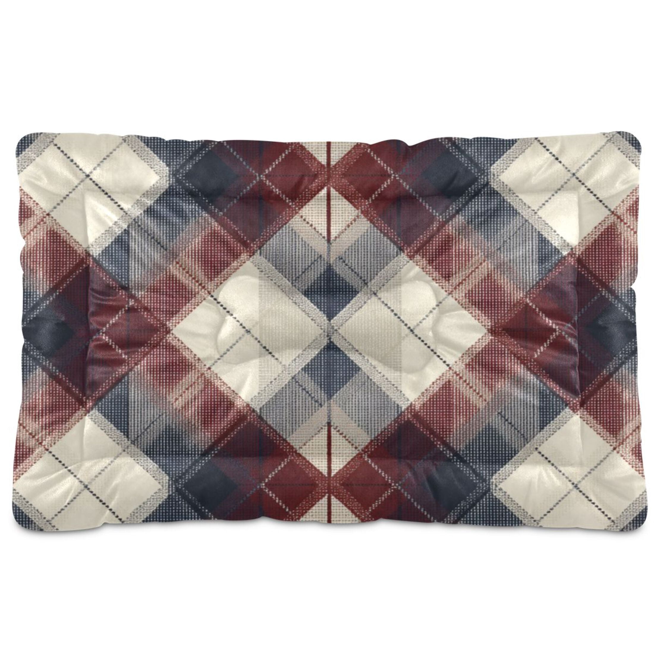 Cozy Mat Pet Bed Indoor Outdoor Warm Soft For Cat Dog Puppy(S/M) Plaid in Navy Blue