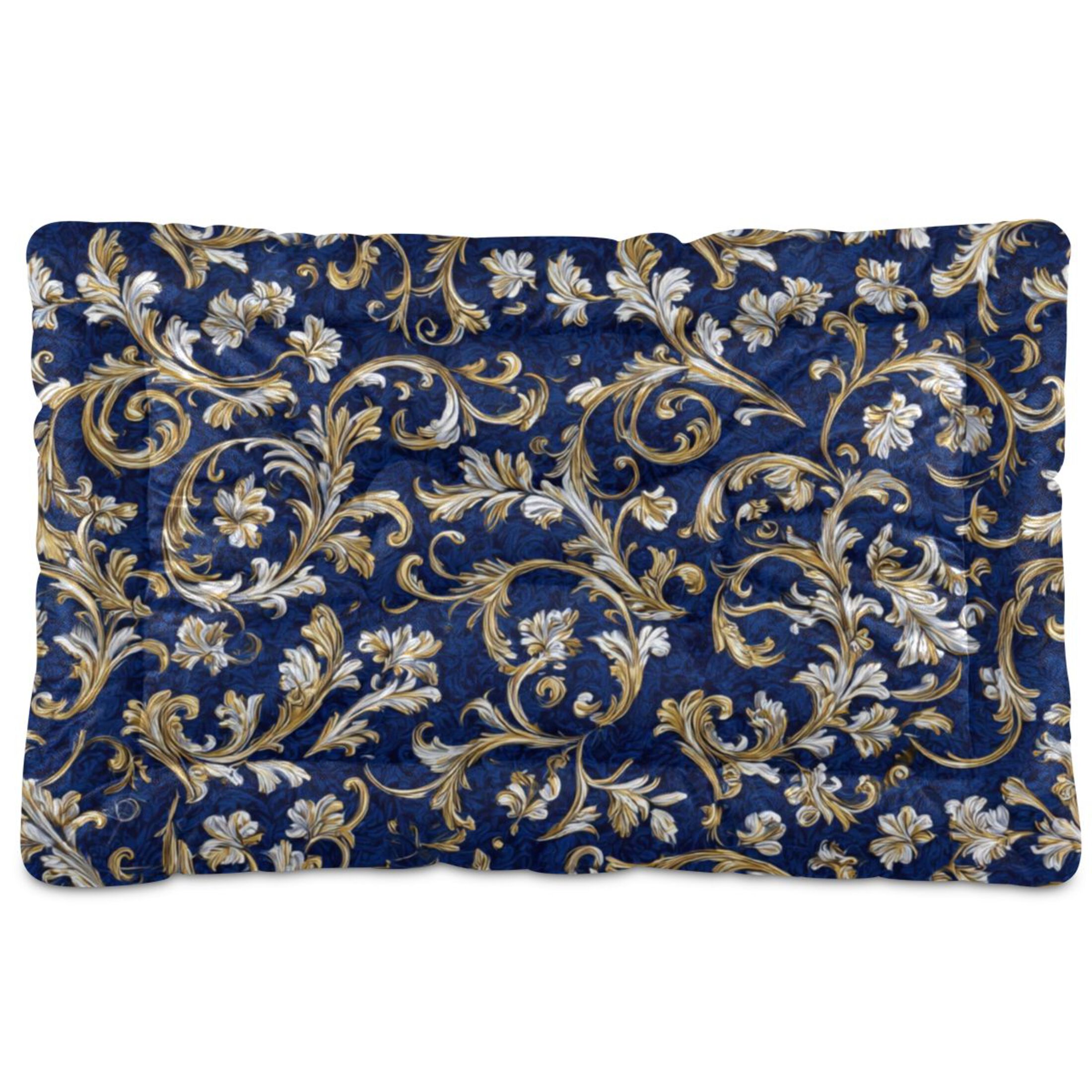 Cozy Mat Pet Bed Indoor Outdoor Warm Soft For Cat Dog Puppy(S/M) Royal Blue and White Pattern