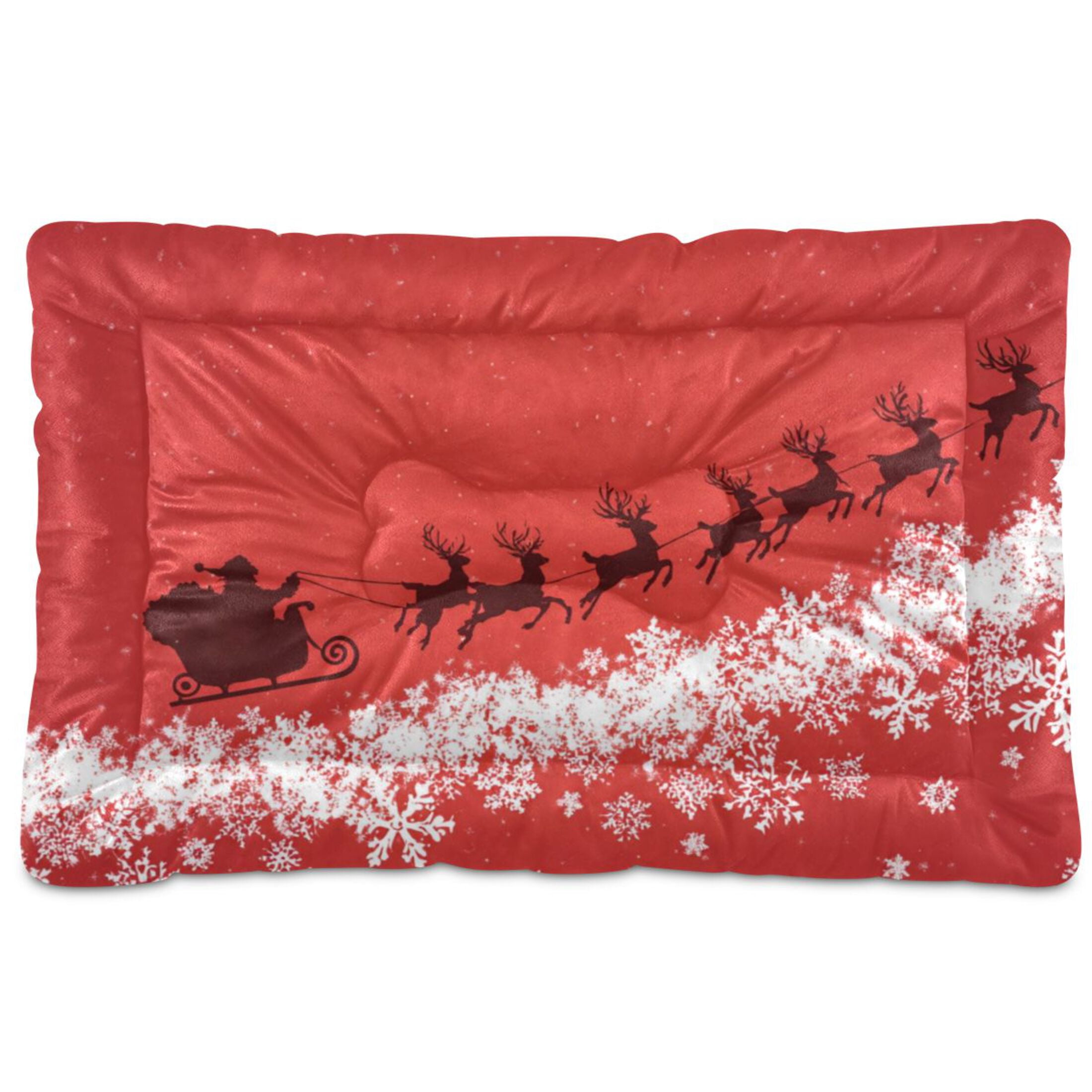 Cozy Mat Pet Bed Indoor Outdoor Warm Soft For Cat Dog Puppy(S/M) Santa Claus in His Sleigh