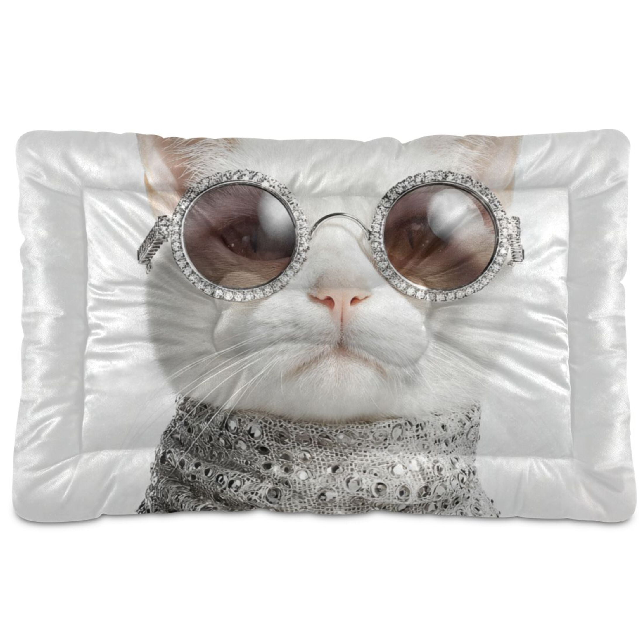 Cozy Mat Pet Bed Indoor Outdoor Warm Soft For Cat Dog Puppy(S/M) Silver Scarf