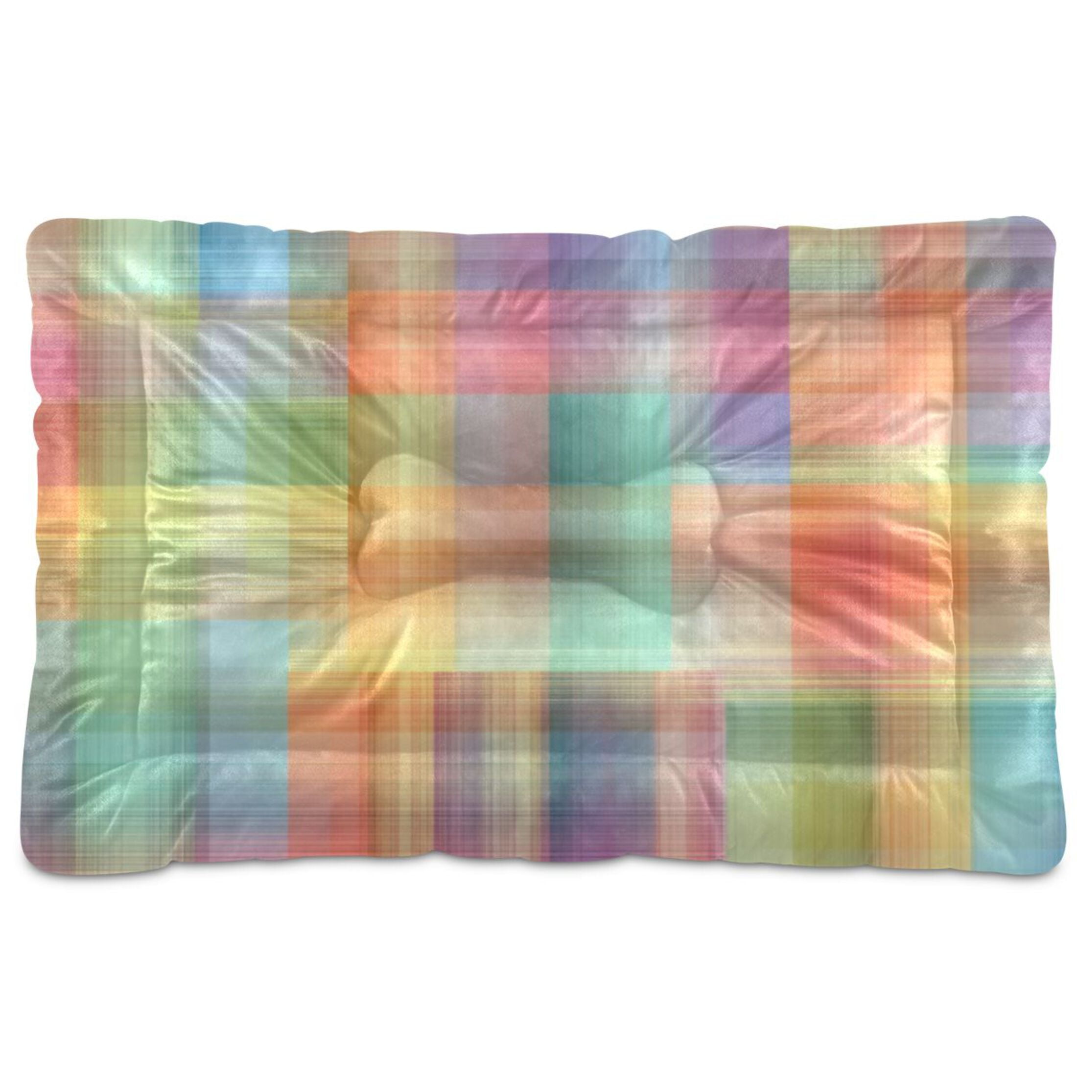 Cozy Mat Pet Bed Indoor Outdoor Warm Soft For Cat Dog Puppy(S/M) Soft Gradients Plaid