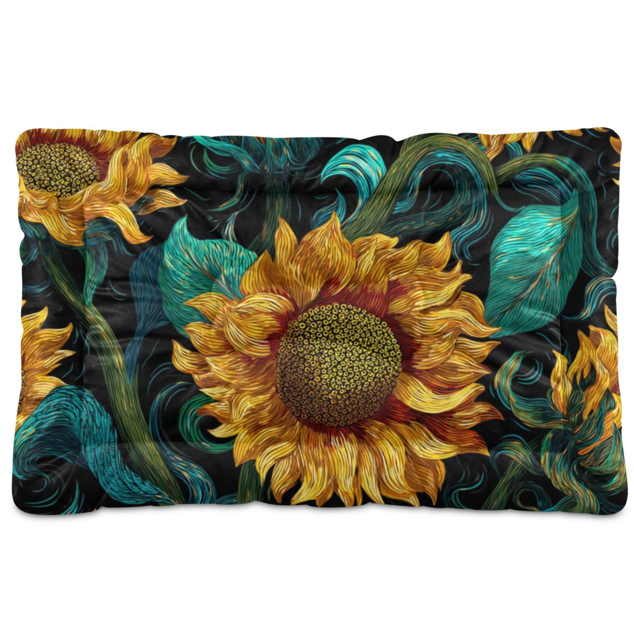 Cozy Mat Pet Bed Indoor Outdoor Warm Soft For Cat Dog Puppy(S/M) Sunflower