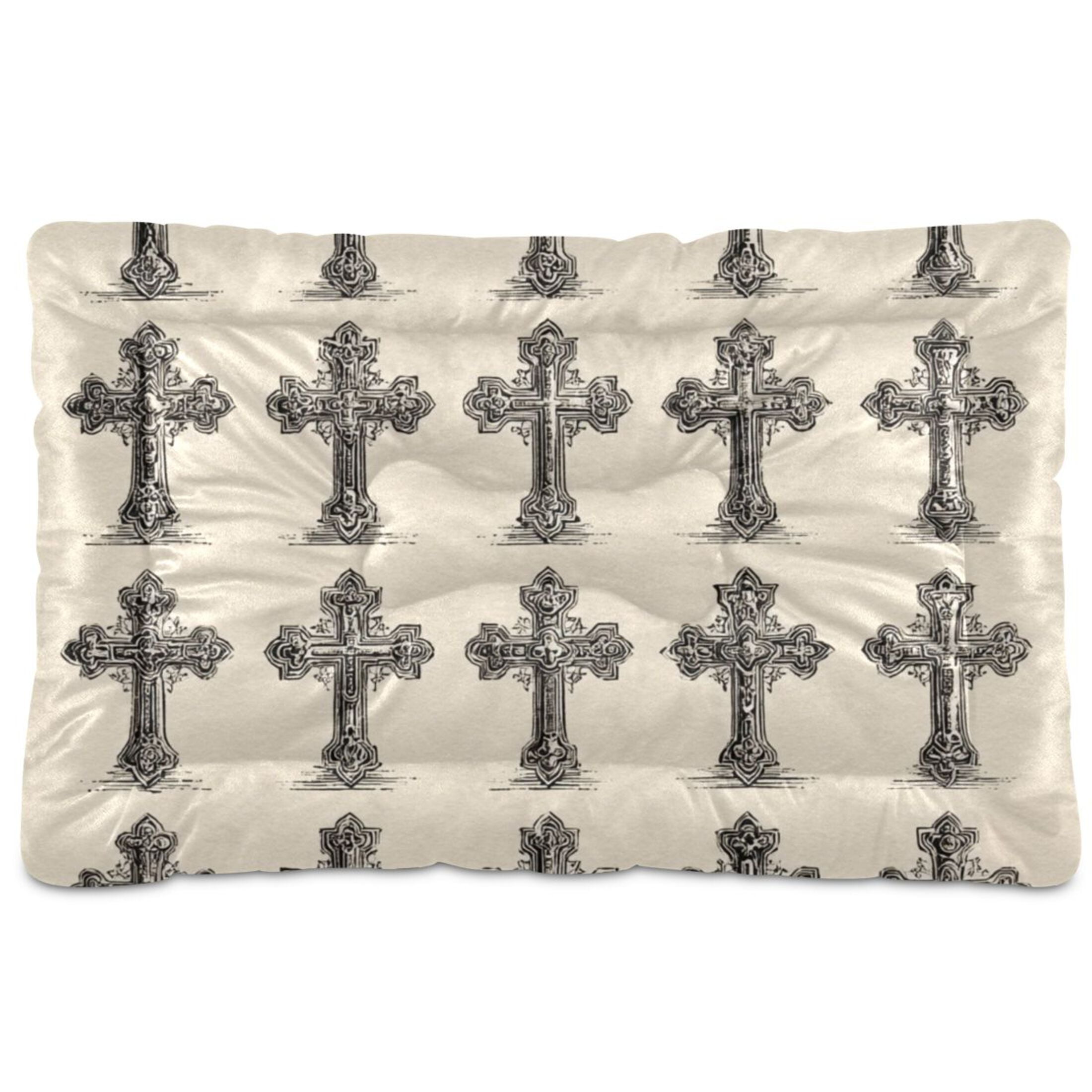Cozy Mat Pet Bed Indoor Outdoor Warm Soft For Cat Dog Puppy(S/M) Vintage Crosses
