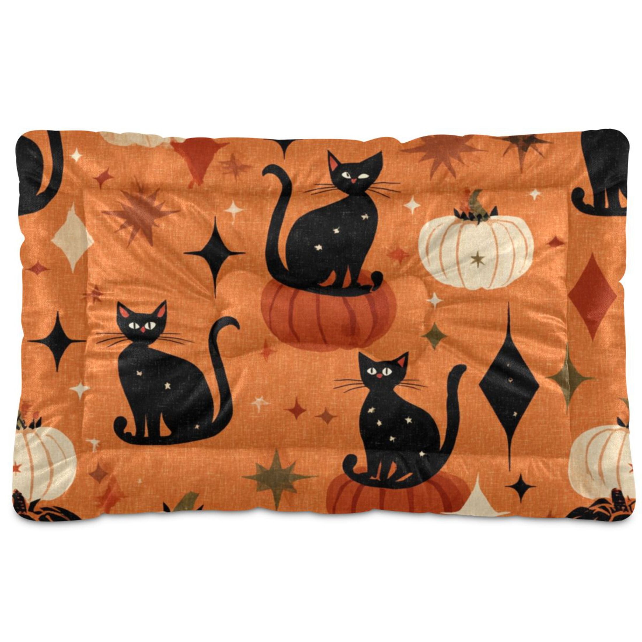Cozy Mat Pet Bed Indoor Outdoor Warm Soft For Cat Dog Puppy(S/M) Vntage Halloween Pattern
